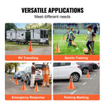 Safety Cones, 4 Pack 18 inch Collapsible Traffic Cones, Construction Cones with Reflective Collars, Wide Base and A Storage Bag, for Traffic Control, Driving Training, Parking Lots