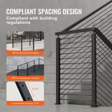 VEVOR Cable Railing Post, 42" x 1" x 2" Steel L-Shaped Hole Corner Railing Post, 12 Pre-Drilled Holes, SUS304 Stainless Steel Cable Rail Post with