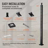 VEVOR Cable Railing Post, 42" x 1" x 2" Steel L-Shaped Hole Corner Railing Post, 12 Pre-Drilled Holes, SUS304 Stainless Steel Cable Rail Post with