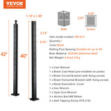 VEVOR Cable Railing Post, 42" x 1" x 2" Steel L-Shaped Hole Corner Railing Post, 12 Pre-Drilled Holes, SUS304 Stainless Steel Cable Rail Post with