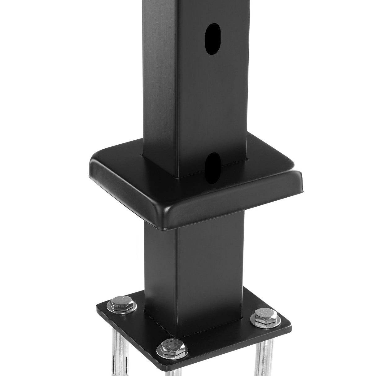 VEVOR Cable Railing Post, 42" x 1" x 2" Steel Angled Hole Stair Railing Post, 12 Pre-Drilled Holes, SUS304 Stainless Steel Cable Rail Post with Horizontal and Curved Bracket, 1-Pack, Black, 106.7*2.5*5 cm