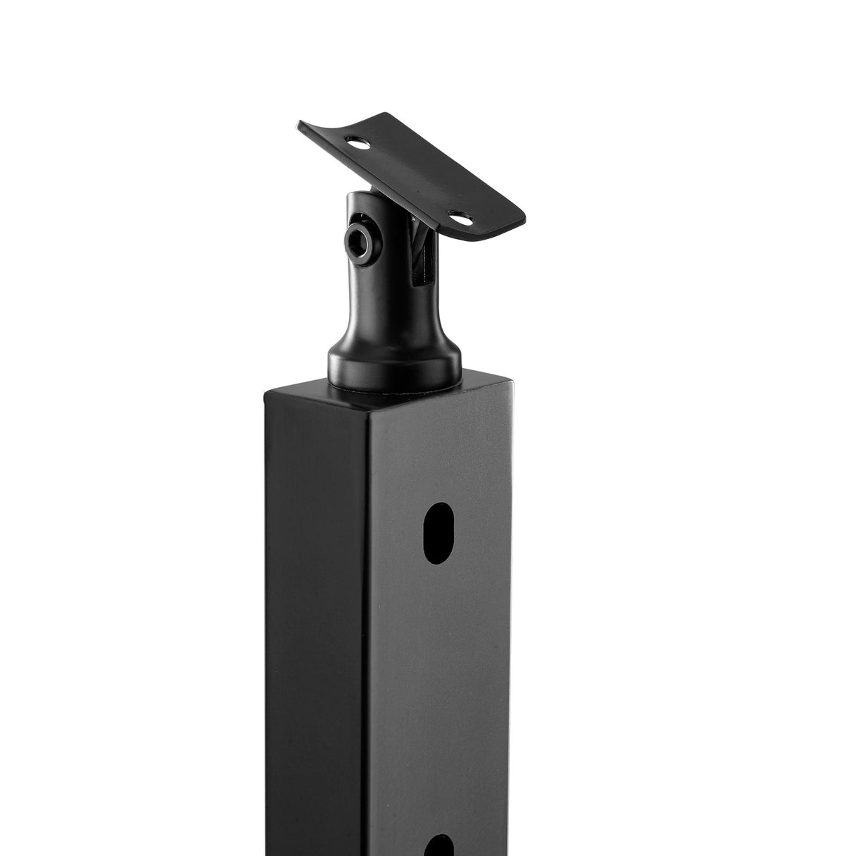 VEVOR Cable Railing Post, 42" x 1" x 2" Steel Angled Hole Stair Railing Post, 12 Pre-Drilled Holes, SUS304 Stainless Steel Cable Rail Post with Horizontal and Curved Bracket, 1-Pack, Black, 106.7*2.5*5 cm