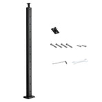 Cable Railing Post, 106.7x2.5x5 cm Level Deck Stair Posts, 1-Pack Stainless Steel Cable Handrail Post, Pre-Drilled Pickets with Mounting Bracket Stair Railing Kit, Black, 1JZLGZXHS1063GGTD001V0