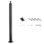 Cable Railing Post, 106.7x5x5cm Corner Railing Post, with L-Shaped Pre-Drilled Holes, Stainless Steel Cable Rail Post with Horizontal and Curved Bracket, 1-Pack, Black, 1JZLGZXHS1065S1EW001V0