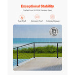 Cable Railing Post, 106.7x5x5cm Corner Railing Post, with L-Shaped Pre-Drilled Holes, Stainless Steel Cable Rail Post with Horizontal and Curved Bracket, 1-Pack, Black, 1JZLGZXHS1065S1EW001V0