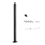 Cable Railing Post, 106.7x5x5cm Level Deck Stair Posts, 1-Pack Stainless Steel Cable Handrail Post, Pre-Drilled Pickets with Mounting Bracket Stair Railing Kit, Black, 1JZLGZXHS106AWJO6001V0