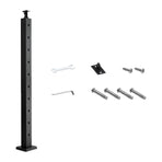 Cable Railing Post, 36x2x2 Inch Stair Railing Post, with Pre-Drilled 30° Angled Holes, Stainless Steel Cable Rail Post with Horizontal and Curved Bracket, 1-Pack, Black, 1JZLGZXHS914YIVIS001V0