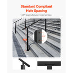 Cable Railing Post, 36x2x2 Inch Stair Railing Post, with Pre-Drilled 30° Angled Holes, Stainless Steel Cable Rail Post with Horizontal and Curved Bracket, 1-Pack, Black, 1JZLGZXHS914YIVIS001V0