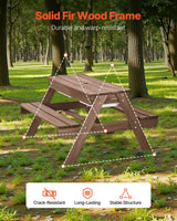 VEVOR Picnic Table Wooden Tables and Bench Set Umbrella Garden Indoor Outdoor - Front View
