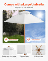 VEVOR Picnic Table Wooden Tables and Bench Set Umbrella Garden Indoor Outdoor - Top-Down View
