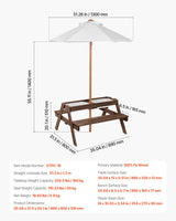 VEVOR Picnic Table Wooden Tables and Bench Set Umbrella Garden Indoor Outdoor - Close-Up Angle
