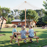 VEVOR Picnic Table Wooden Tables and Bench Set Umbrella Garden Indoor Outdoor - Low Angle
