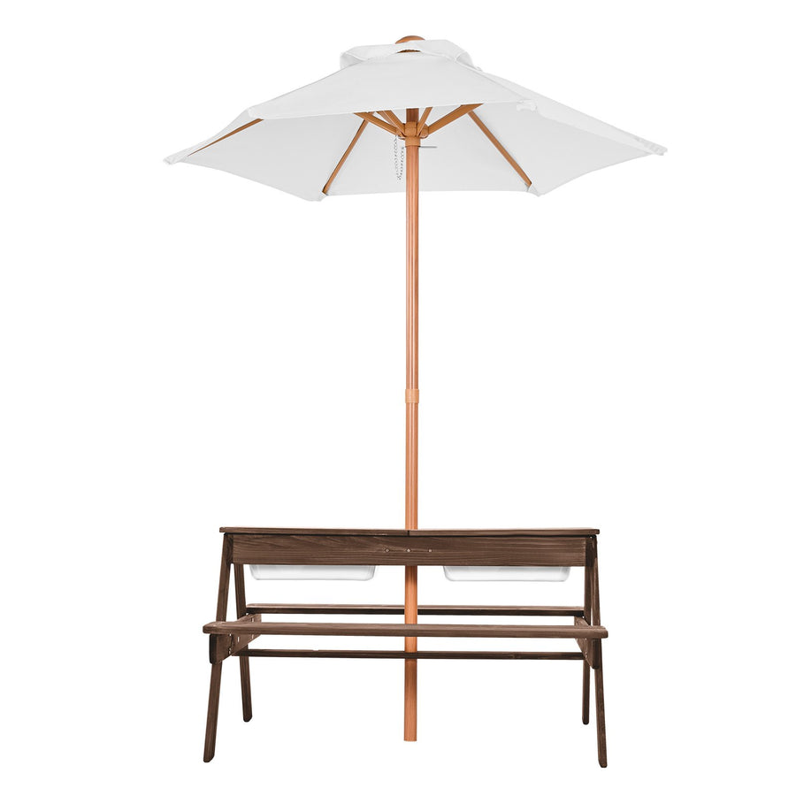VEVOR Picnic Table Wooden Tables and Bench Set Umbrella Garden Indoor Outdoor