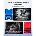 Bearing Press Kit, 10+24 Pcs, 2 in 1 Ball Joint Press & Wheel Bearing Puller Kit, Race and Seal Driver Set with 13 Bushings, C-Frame and Sleeves, Heavy Duty Removal Installation Set with Case