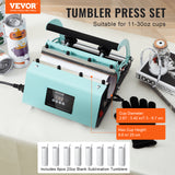 VEVOR Tumbler Heat Press Machine and Sublimation Tumblers, Tumbler Press Set with 8pcs 20OZ Blank Tumblers, Mug Press Cup Press for 11-30oz Tumblers Mug, with Heat Transfer Paper, Gloves, Tape - Front View