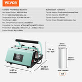 VEVOR Tumbler Heat Press Machine and Sublimation Tumblers, Tumbler Press Set with 8pcs 20OZ Blank Tumblers, Mug Press Cup Press for 11-30oz Tumblers Mug, with Heat Transfer Paper, Gloves, Tape - Close-Up Angle