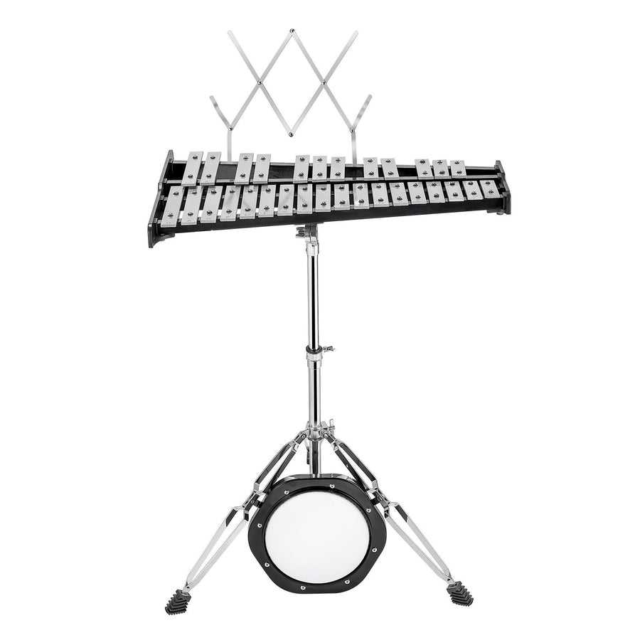 30 Note Glockenspiel Xylophone Bell Kit, Professional Percussion Instrument Set with Mallets, Drum Sticks, Music Stand, 8" Practice Pad, Adjustable Stand and Carrying Bag for Students & Adults