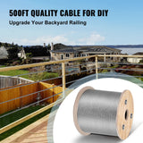 VEVOR 1/8 Stainless Steel Cable Railing 500ft, Wire Rope 316 Marine Grade, Braided Aircraft Cable 7x7 Strands Construction for Deck Rail Balusters