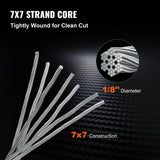 VEVOR 1/8 Stainless Steel Cable Railing 500ft, Wire Rope 316 Marine Grade, Braided Aircraft Cable 7x7 Strands Construction for Deck Rail Balusters