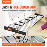 VEVOR 32 Note Glockenspiel Xylophone Bell Kit, Professional Percussion Instrument Set with Mallets, Drum Sticks, Music Stand, Adjustable Stand and Carrying Bag for Students & Adults - Front View