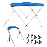 VEVOR 3 Bow Bimini Top Boat Cover, 900D Polyester Canopy with 1" Aluminum Alloy Frame, Waterproof and Sun Shade, Includes Storage Boot, 2 Support
