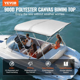 VEVOR 3 Bow Bimini Top Boat Cover, 900D Polyester Canopy with 1