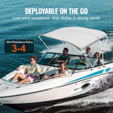 VEVOR 3 Bow Bimini Top Boat Cover, 900D Polyester Canopy with 1" Aluminum Alloy Frame, Waterproof and Sun Shade, Includes Storage Boot, 2 Support