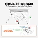 VEVOR 3 Bow Bimini Top Boat Cover, 900D Polyester Canopy with 1" Aluminum Alloy Frame, Waterproof and Sun Shade, Includes Storage Boot, 2 Support