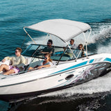 VEVOR 3 Bow Bimini Top Boat Cover, 900D Polyester Canopy with 1" Aluminum Alloy Frame, Waterproof and Sun Shade, Includes Storage Boot, 2 Support