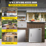 46X51CM Outdoor Kitchen BBQ Door Commercial Stainless Steel Single Access Door - Front View