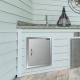 46X51CM Outdoor Kitchen BBQ Door Commercial Stainless Steel Single Access Door - Low Angle