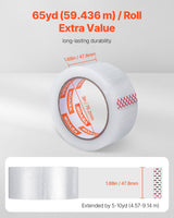 VEVOR Packing Tape 18 Rolls 65 Yards Heavy Duty Clear Packing Tapes 2.7 Mil