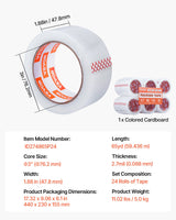 VEVOR Packing Tape 18 Rolls 65 Yards Heavy Duty Clear Packing Tapes 2.7 Mil - Close-Up Angle
