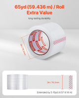 VEVOR Clear Packing Tape 6 Rolls 65 Yards Heavy Duty Clear Packing Tapes 2.7 Mil