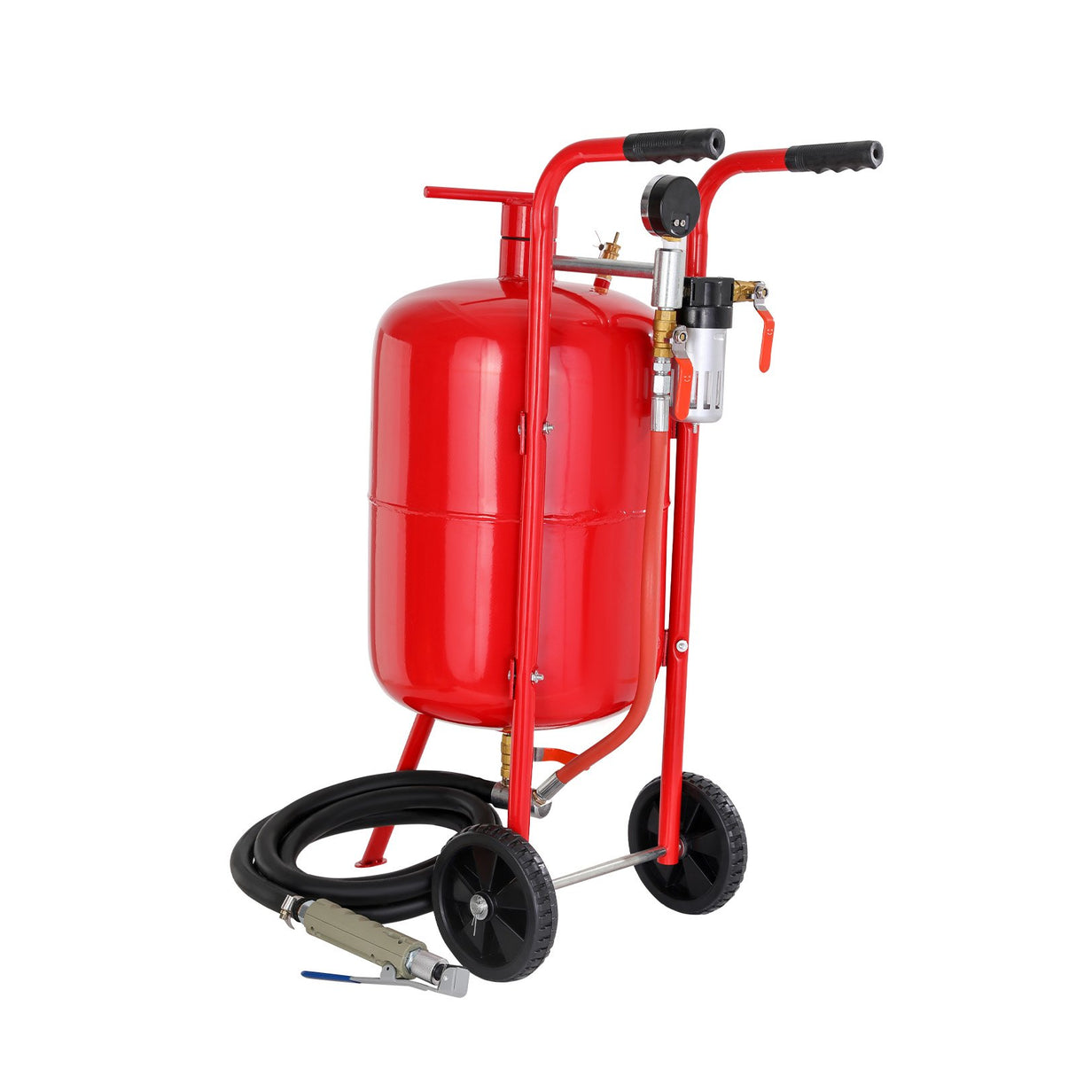 VEVOR 10Gal/40L Sandblaster Equipped w/Nozzle Shut-Off Valve Pressure Gauge Ceramic Nozzle Rubber Wheels Grit Power Sand Blasters Portable Sandblasting Equipment