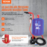 10Gal/40L Sandblaster Equipped w/Nozzle Shut-Off Valve Pressure Gauge Ceramic Nozzle Rubber Wheels Grit Power Sand Blasters Portable Sandblasting Equipment