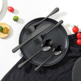 VEVOR 30-Piece Black Silverware Set, Food-Grade Stainless Steel Flatware Utensils for 6, Mirror Finished Cutlery Set, Dishwasher Safe Eating Tableware for Kitchen Home, Include Knife Fork Spoon - Low Angle