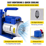 VEVOR Vacuum Pump 4.8CFM 1/3HP Air Vacuum Pump HVAC A/C Air Refrigerant Rotary Vane Vacuum Pump Single Stage 4 Valve AC Manifold Gauge Set (4.8CFM1/3HP)