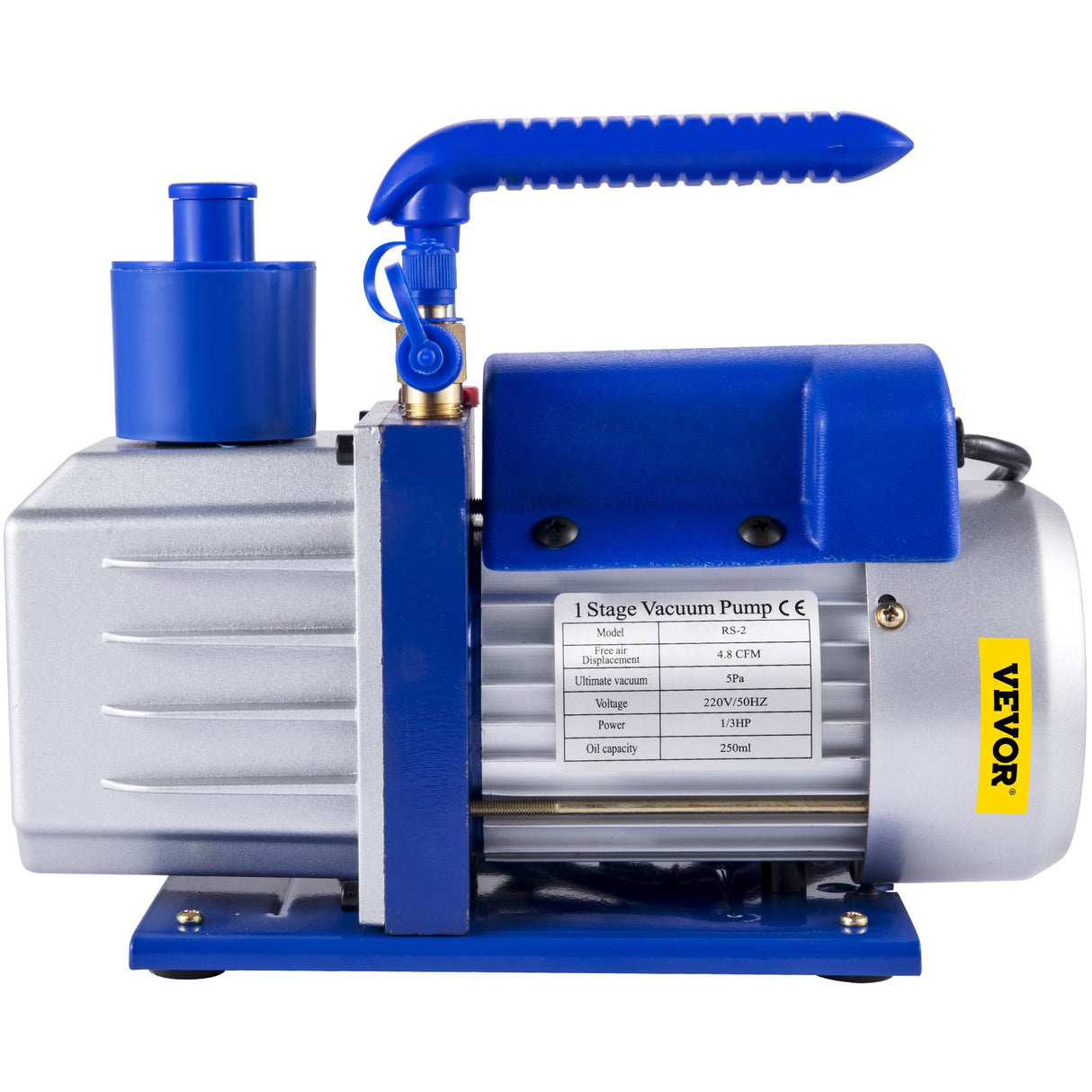 VEVOR Vacuum Pump 4.8CFM 1/3HP Air Vacuum Pump HVAC A/C Air Refrigerant Rotary Vane Vacuum Pump Single Stage 4 Valve AC Manifold Gauge Set (4.8CFM1/3HP)