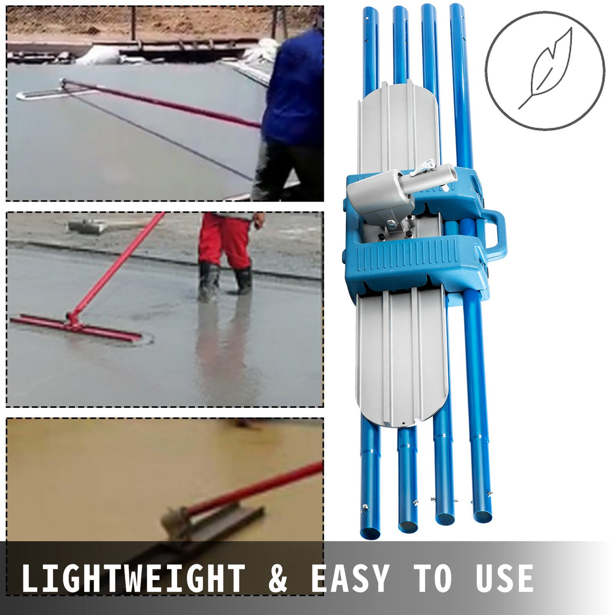 VEVOR Bull Float Magnesium Concrete Float 48 x 8" Round End Concrete Float Tool Cement Tool Bull Concrete Kit Bull Float with 4 Float Handle Bull