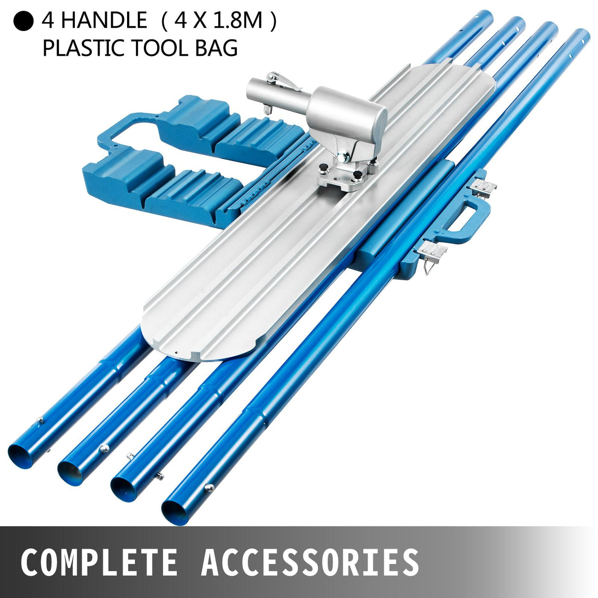 VEVOR Bull Float Magnesium Concrete Float 48 x 8" Round End Concrete Float Tool Cement Tool Bull Concrete Kit Bull Float with 4 Float Handle Bull