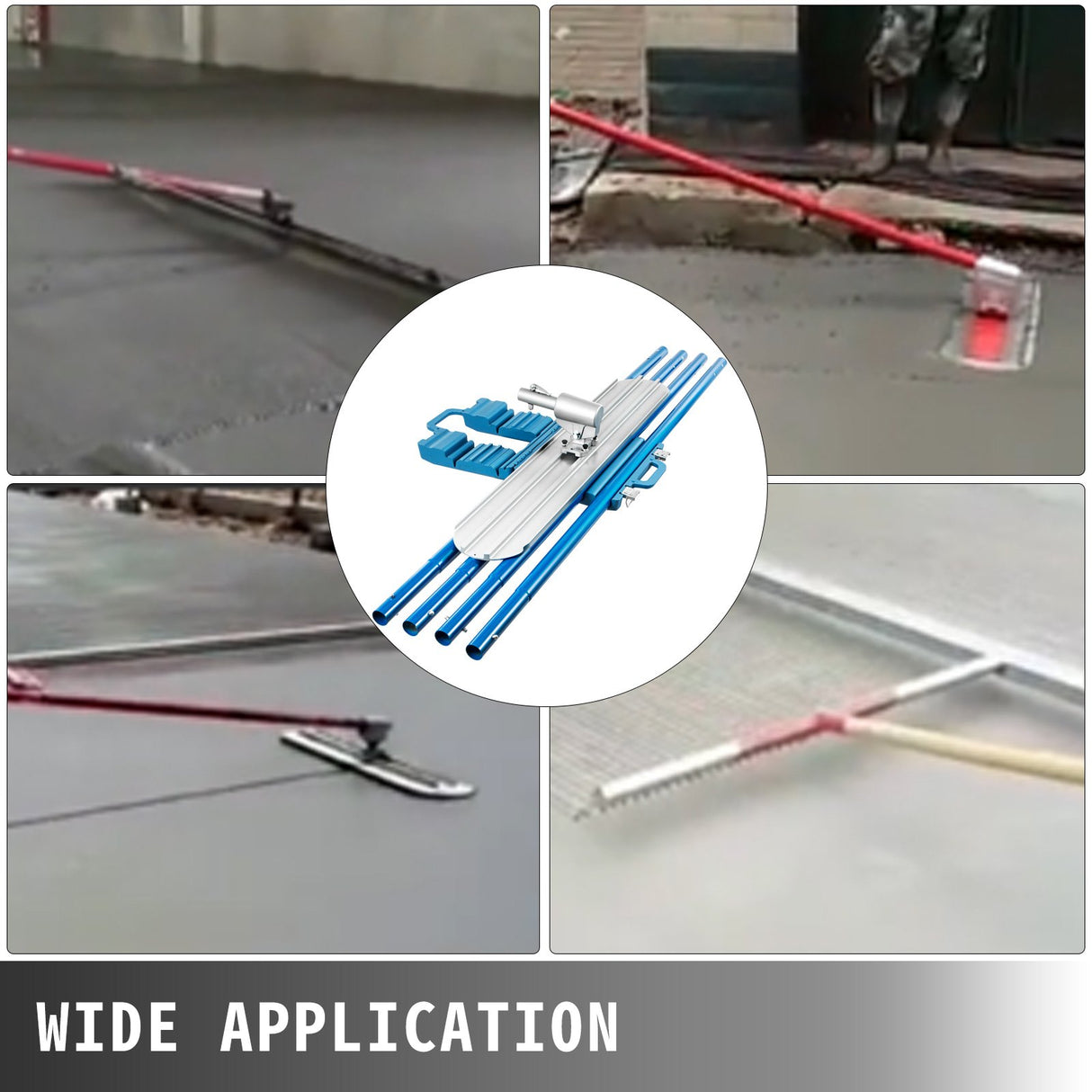 VEVOR Bull Float Magnesium Concrete Float 48 x 8" Round End Concrete Float Tool Cement Tool Bull Concrete Kit Bull Float with 4 Float Handle Bull