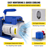 Vevor 4CFM 1/4HP Rotary Vane Vacuum Pump + R134AManifold Gauge Tester Charging +Hose - Rear View