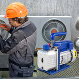 Vevor 4CFM 1/4HP Rotary Vane Vacuum Pump + R134AManifold Gauge Tester Charging +Hose - Low Angle
