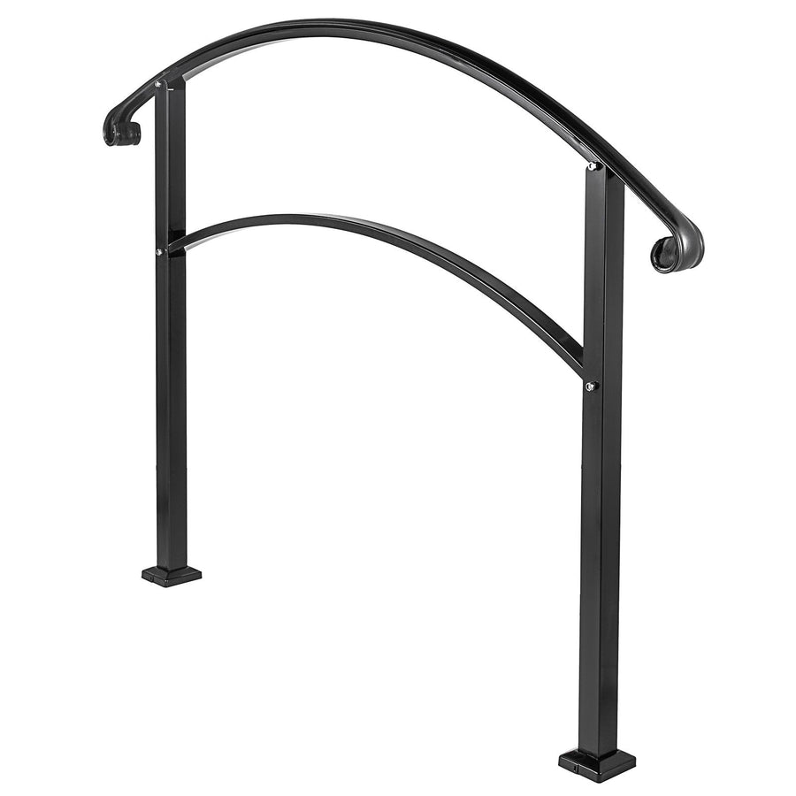 4-Step Handrail Fits 1 or 4 Steps Matte Black Stair Rail Wrought Iron Handrail with Installation Kit Hand Rails for Outdoor Steps