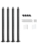 4-Pack Cable Railing Post, 1067x25x50 mm Horizontal-Hole Deck Railing Post with Pre-Drilled Holes, Stainless Steel Cable Rail Post with Horizontal and Curved Bracket, Black, 4JZLGZXHS106REP67001V0