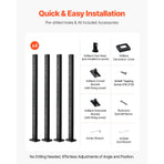 4-Pack Cable Railing Post, 1067x25x50 mm Horizontal-Hole Deck Railing Post with Pre-Drilled Holes, Stainless Steel Cable Rail Post with Horizontal and Curved Bracket, Black, 4JZLGZXHS106REP67001V0