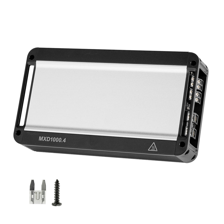 Car Audio Amplifier, 4-Channel Bridgeable Car Amplifier, Multichannel Class D Stereo Amp, Max. 4 x 500W at 4 Ohms / 4 x 1000W at 2 Ohms, High Output, for SUVs, Pickups, and Off-Road Vehicles
