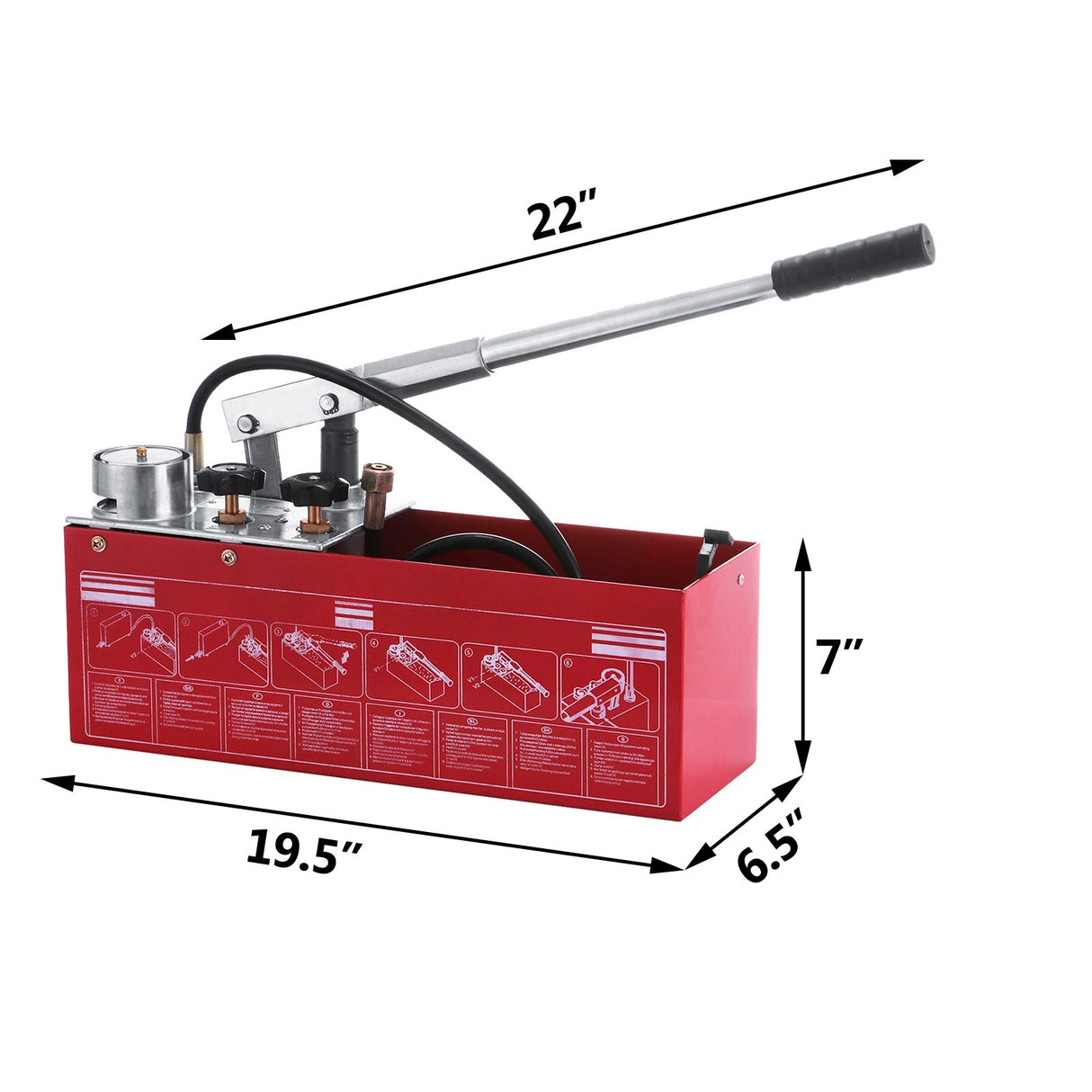 VEVOR Hydraulic Pressure Test Pump 50 Bar Hand Pressure Test Pump 726 PSI 3.2 Gallon Tank 45ML 1/2" BSP Hydrostatic Test Pump for Pipeline Pressure