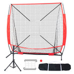 5x5 Baseball Softball Practice Net, Portable Baseball Training Net for Hitting Batting Catching Pitching, Backstop Baseball Equipment with Bow Frame, Carry Bag, Strike Zone, Ball, Batting Tee